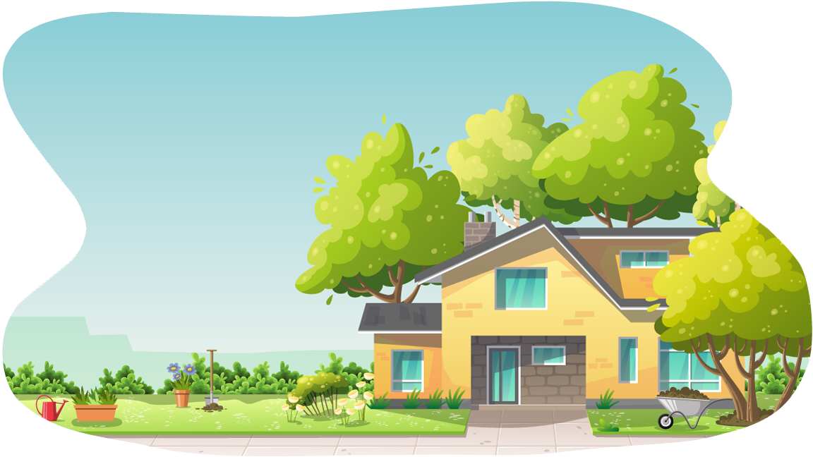 House and landscaping with trees, plans, much, dirt, and terracing